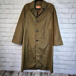 VINTAGE ORIENTAL BRAND LONG RAINCOAT DARK OLIVE WOMENS SIZE 40 (LG)